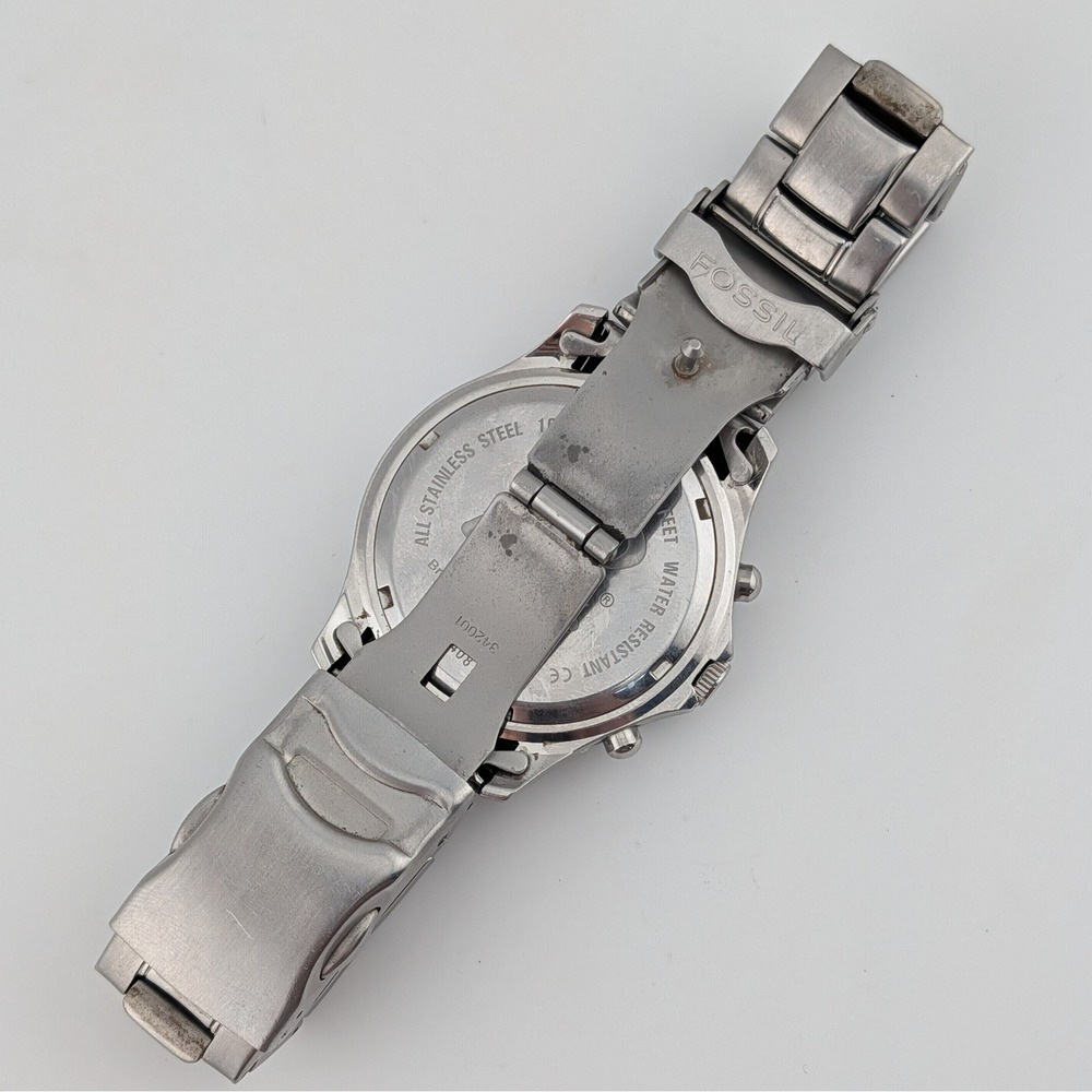 Fossil Speedway Chronograph Men's Watch Gray Dial Rotating Bezel 100M Date SS - Picture 10 of 11